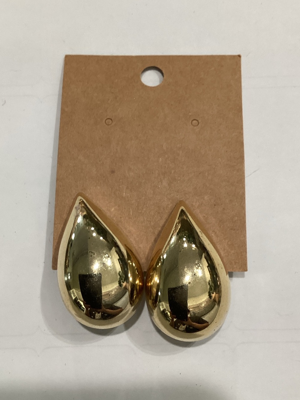 Gold Teardrop Statement clip on Earrings